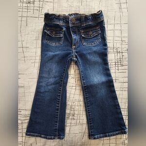 EUC GAP Kids Girls Dark Blue Flare Denim Jeans With Front Pockets, 3 Years 3T